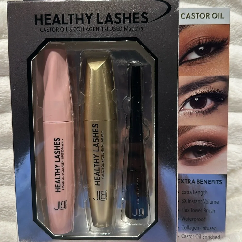 Healthy Lashes Castor Oil and Collagen-Infused Mascara. Limitless Eye Trio.
